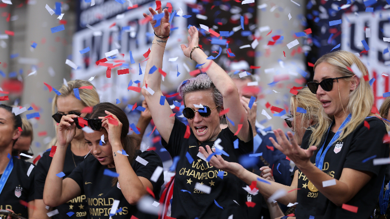 United States women's national soccer team forward Megan Rapinoe and teammates