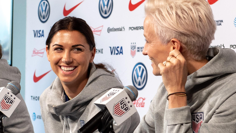 United States forwards Alex Morgan and Megan Rapinoe (right)