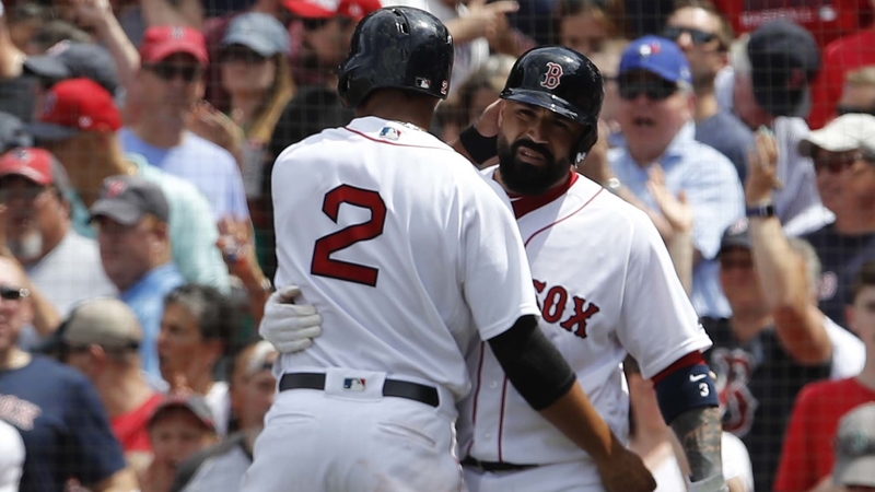 Red Sox shortstop Xander Bogaerts, Red Sox catcher Sandy Leon