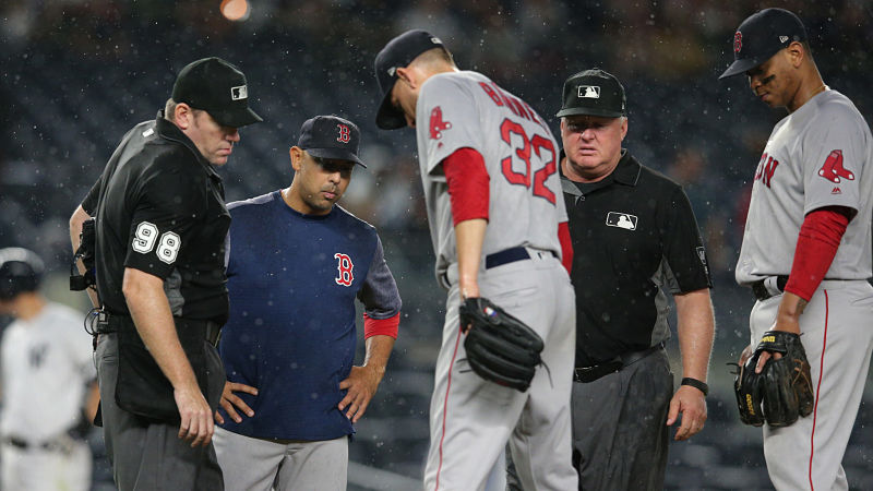 Boston Red Sox manager Alex Cora and pitcher Matt Barnes