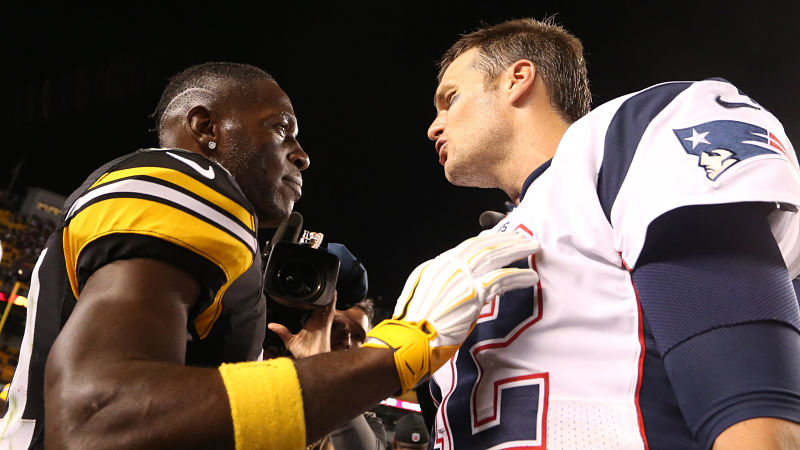 Oakland Raiders wide receiver Antonio Brown and New England Patriots quarterback Tom Brady