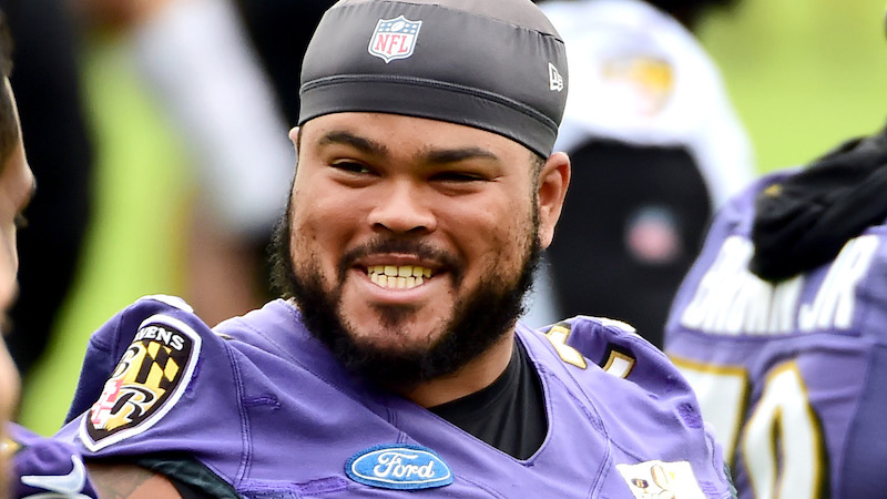 Patriots offensive lineman Jermaine Elueunor