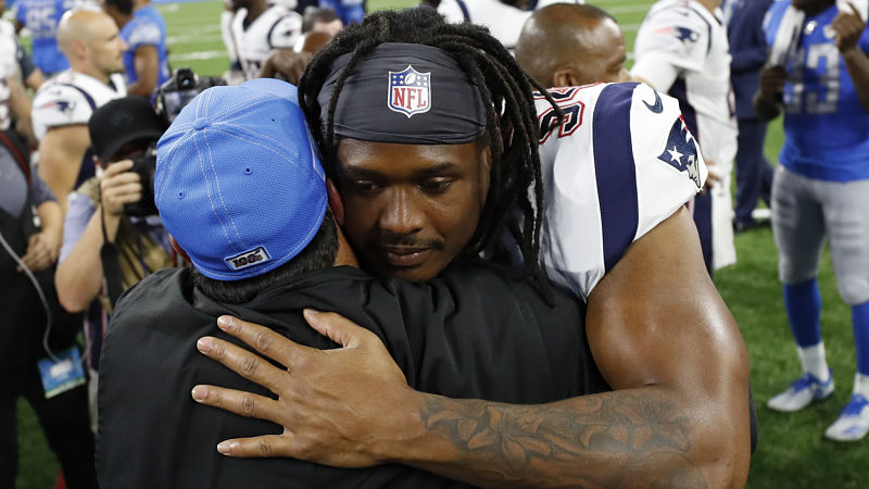 Detroit Lions head coach Matt Patricia and New England Patriots linebacker Dont'a Hightower