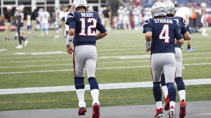 Patriots quarterbacks Tom Brady, Jarrett Stidham
