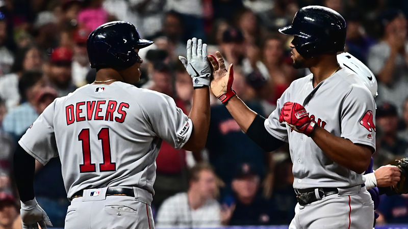 Boston Red Sox third baseman Rafael Devers and shortstop Xander Bogaerts
