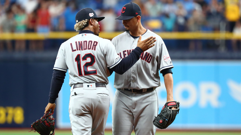 Cleveland Indians' Francisco Lindor And Carlos Carrasco