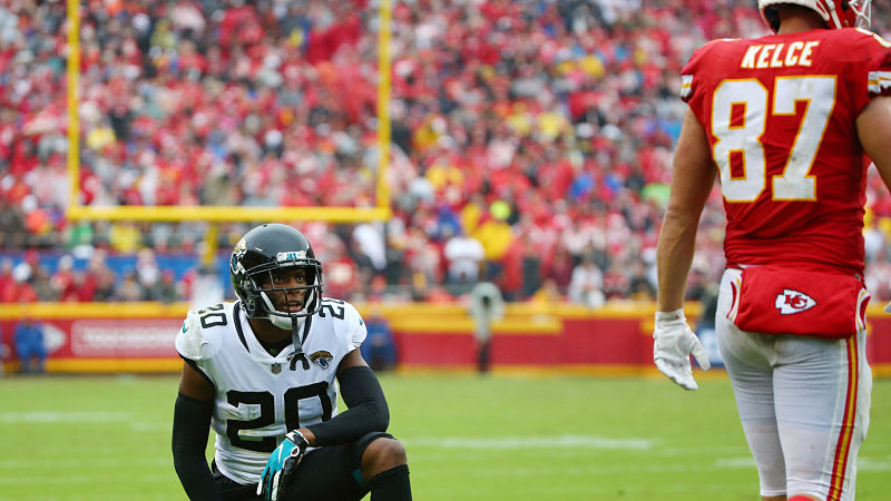 Jacksonville Jaguars cornerback Jalen Ramsey and Kansas City Chiefs tight end Travis Kelce