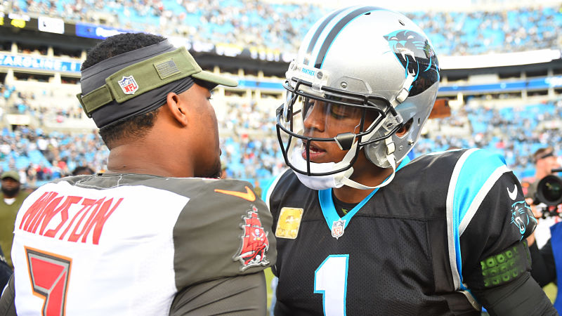 Tampa Bay Buccaneers quarterback Jameis Winston and Carolina Panthers quarterback Cam Newton