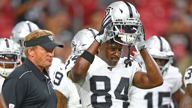 Oakland Raiders coach Jon Gruden and New England Patriots wide receiver Antonio Brown