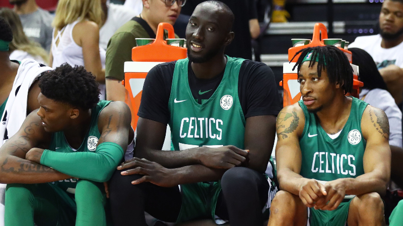 Boston Celtics center Tacko Fall (center)