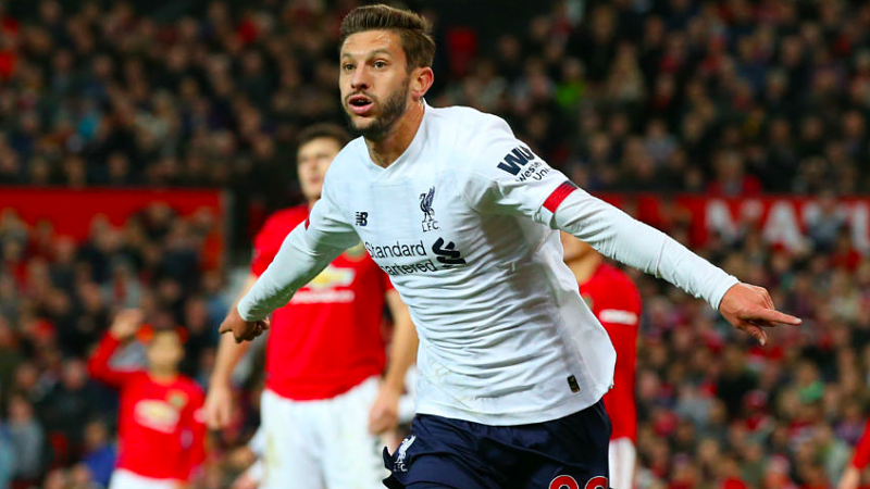 Liverpool midfielder Adam Lallana