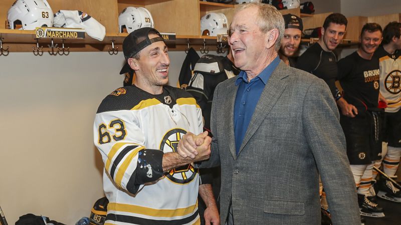 Boston Bruins winger Brad Marchand, 43rd President George W. Bush