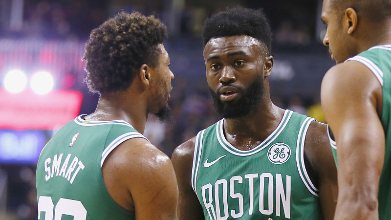 Boston Celtics Marcus Smart, Jaylen Brown