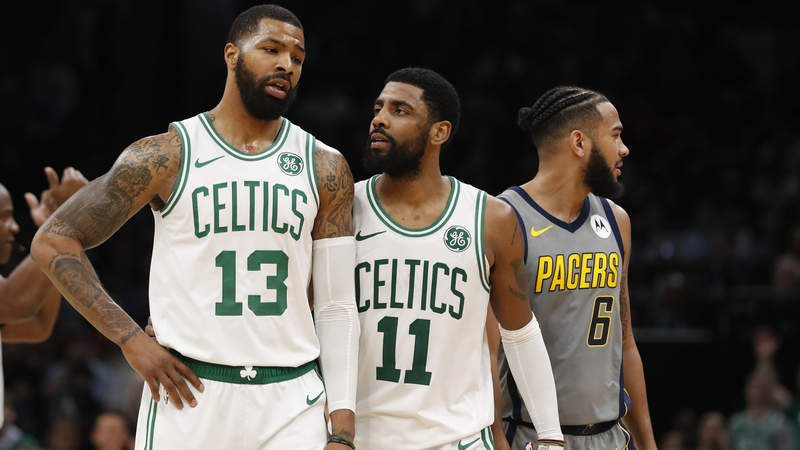 New York Knicks' Marcus Morris And Brooklyn Nets' Kyrie Irving