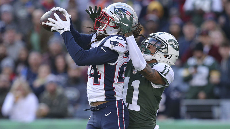 New England Patriots cornerback Stephon Gilmore and New York Jets wide receiver Robby Anderson