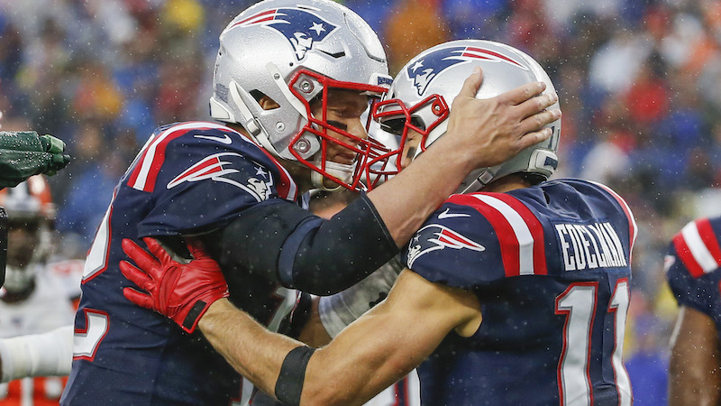 New England Patriots quarterback Tom Brady, wide receiver Julian Edelman