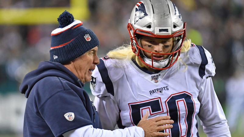 Patriots head coach Bill Belichick, linebacker Chase Winovich