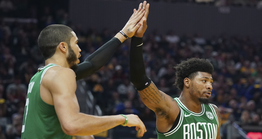 Boston Celtics' Marcus Smart And Jayson Tatum