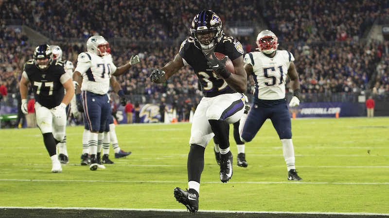 Ravens running back Gus Edwards