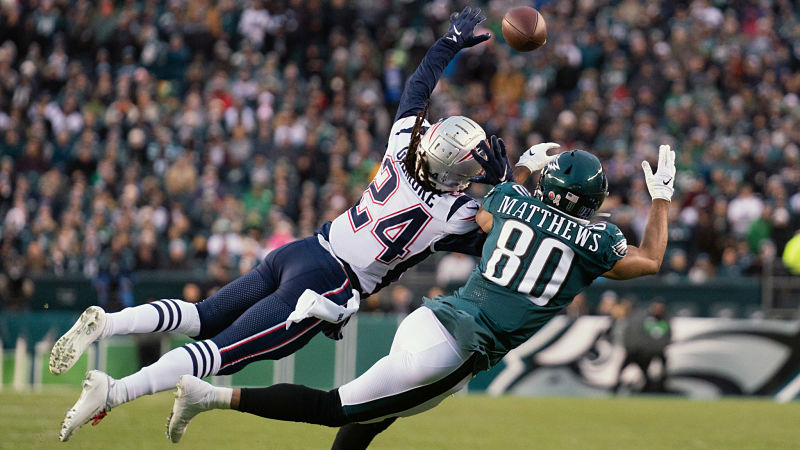 New England Patriots cornerback Stephon Gilmore and San Francisco 49ers wide receiver Jordan Matthews