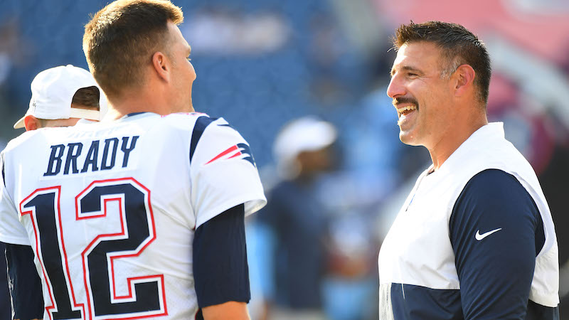 Patriots quarterback Tom Brady, Titans head coach Mike Vrabel
