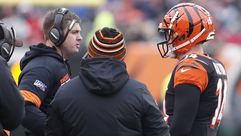 Cincinnati Bengals head coach Zac Taylor and quarterback Andy Dalton