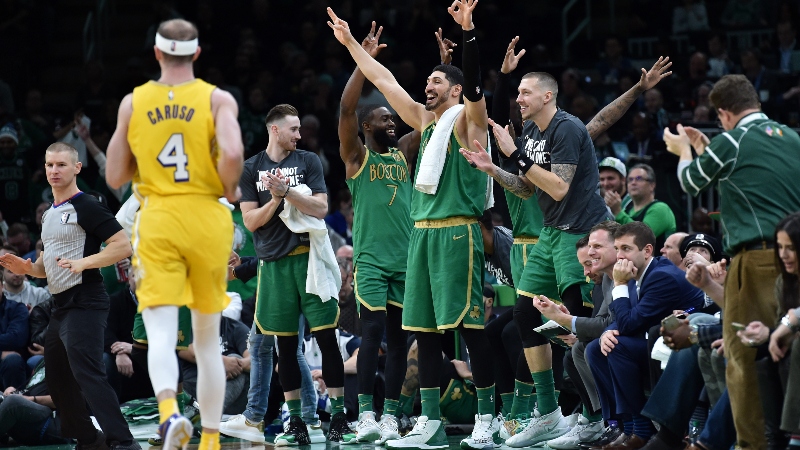 The Boston Celtics bench