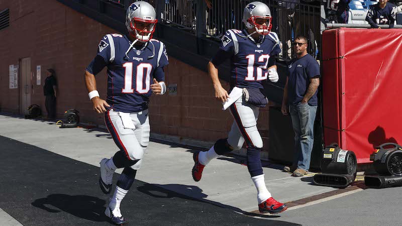 49ers quarterback Jimmy Garoppolo, Patriots quarterback Tom Brady