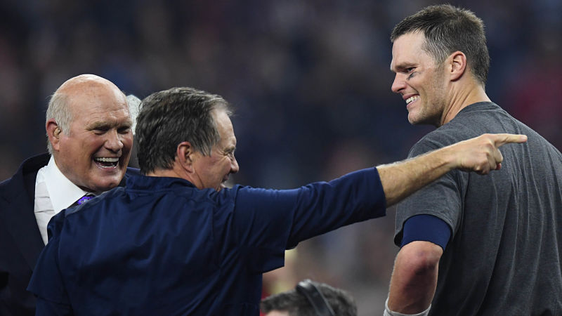 New England Patriots head coach Bill Belichick and quarterback Tom Brady