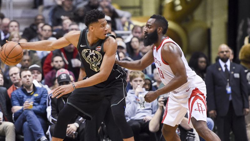 Milwaukee Bucks forward Giannis Antetokounmpo and Houston Rockets guard James Harden