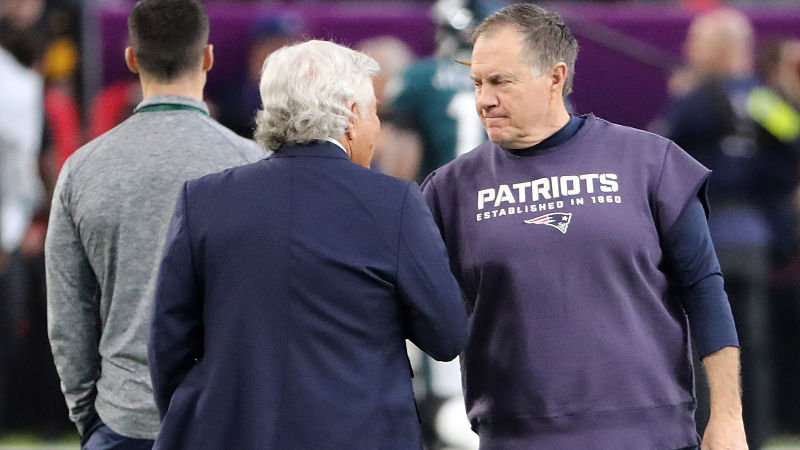 New England Patriots owner Robert Kraft and head coach Bill Belichick