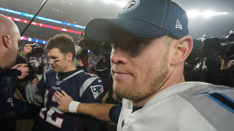 New England Patriots quarterback Tom Brady and Tennessee Titans quarterback Ryan Tannehill