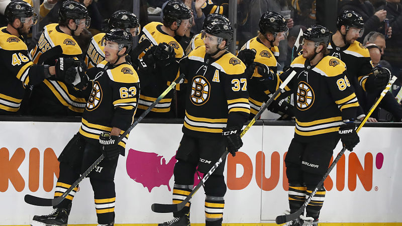 Boston Bruins left wing Brad Marchand center Patrice Bergeron and right wing David Pastrnak