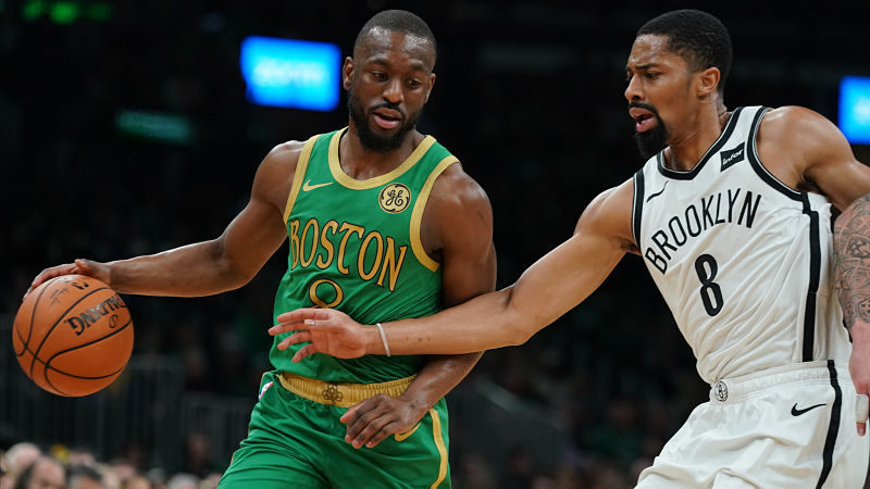 Boston Celtics guard Kemba Walker and Brooklyn Nets guard Spencer Dinwiddie
