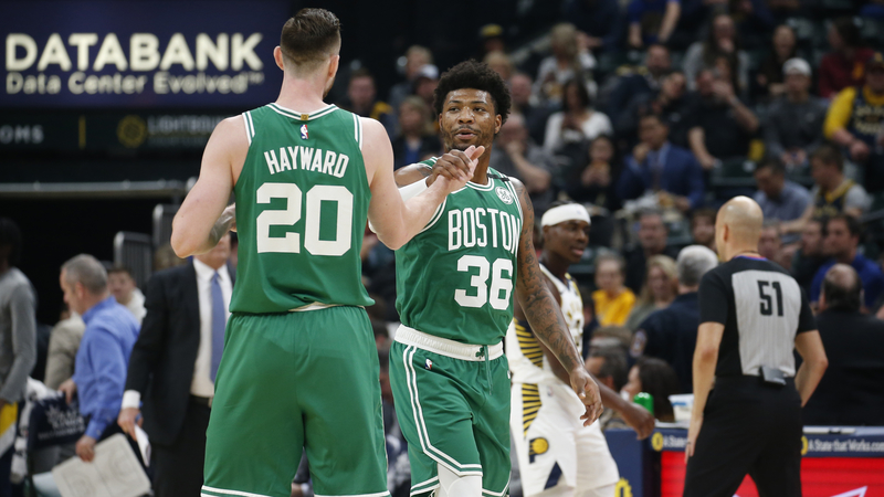 Boston Celtics Forward Gordon Hayward And Guard Marcus Smart