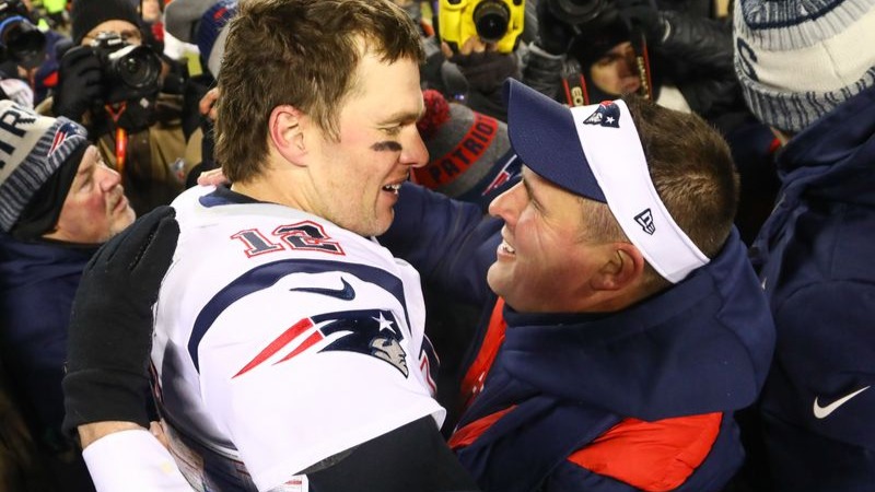 New England Patriots quarterback Tom Brady, New England Patriots offensive coordinator Josh McDaniels