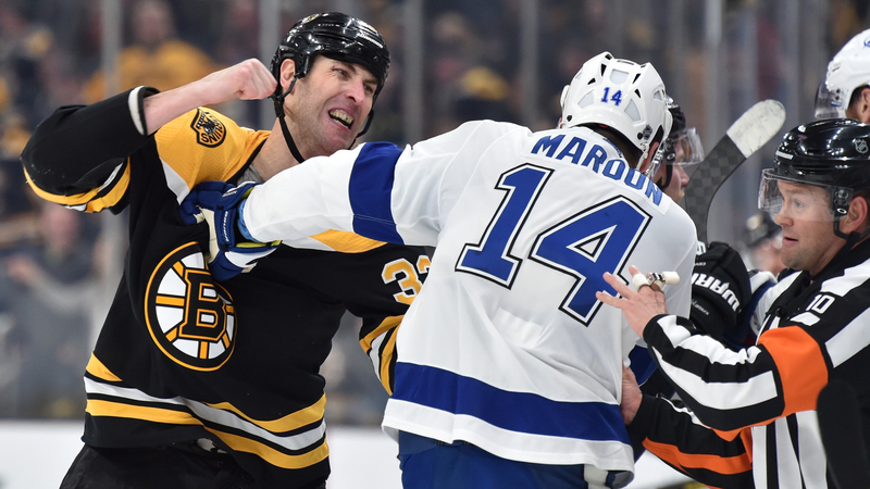Bruins defenseman Zdeno Chara, Lightning winger Pat Maroon