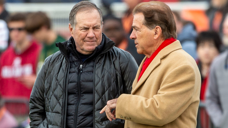 Alabama head coach Nick Saban, New England Patriots head coach Bill Belichick