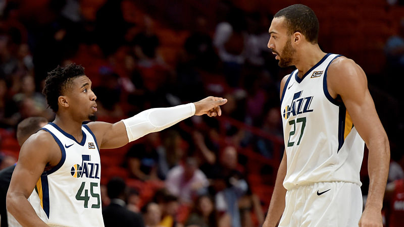 Utah Jazz guard Donovan Mitchell and center Rudy Gobert
