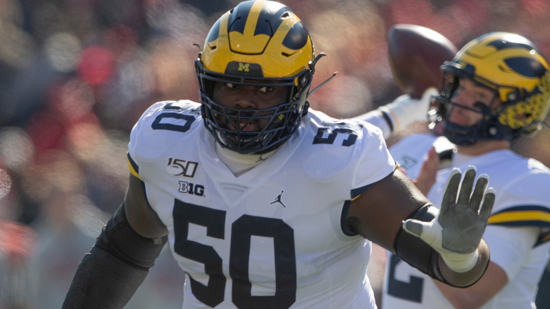 Michigan Wolverines offensive lineman Michael Onwenu
