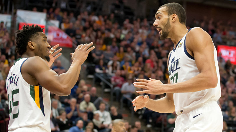 Utah Jazz center Rudy Gobert and guard Donovan Mitchell