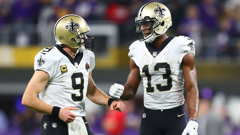 New Orleans Saints quarterback Drew Brees and wide receiver Michael Thomas