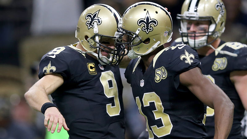 New Orleans Saints quarterback Drew Brees and receiver Michael Thomas