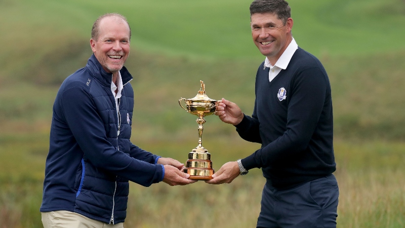 Golfers Steve Stricker (left) and Padraig Harrington