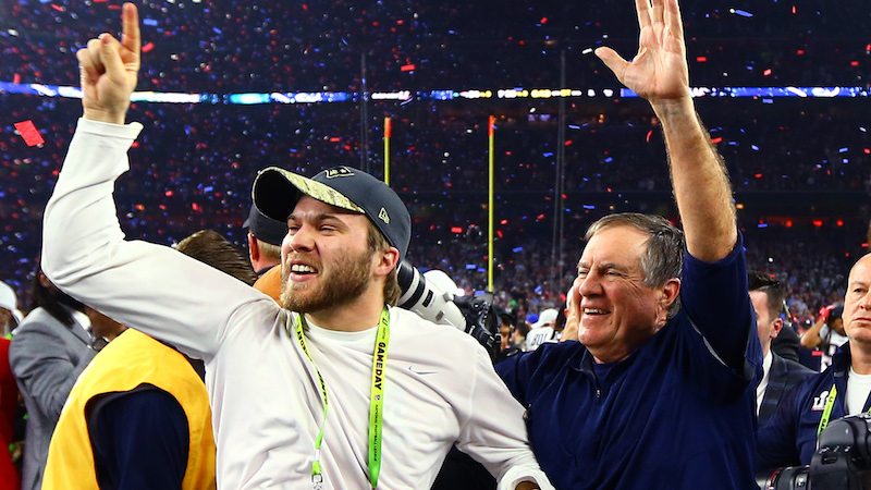 Patriots coaches Brian Belichick, Bill Belichick