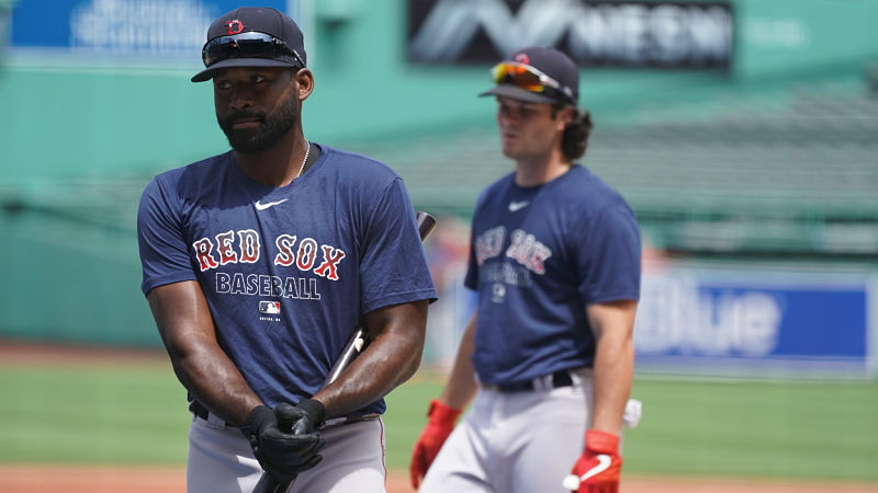 Boston Red Sox outfielders Jackie Bradley Jr. and Andrew Benintendi