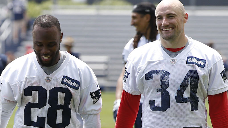 Patriots running backs James White, Rex Burkhead