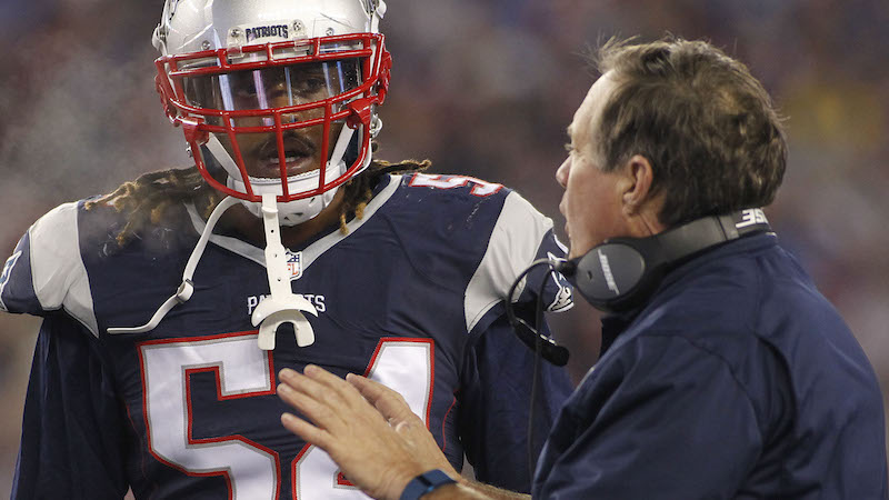 Patriots linebacker Dont'a Hightower, head coach Bill Belichick