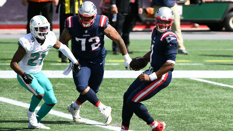 Miami Dolphins cornerback Eric Rowe and New England Patriots quarterback Cam Newton