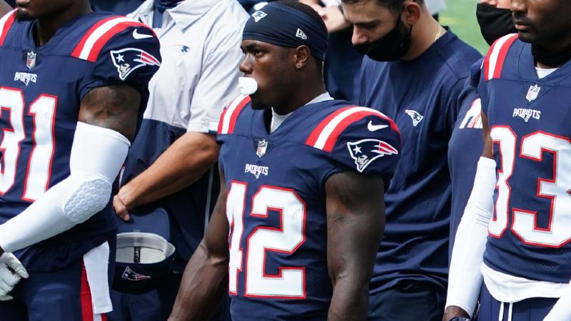 New England Patriots running back J.J. Taylor